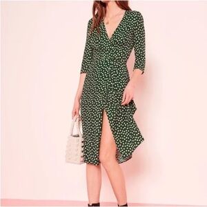 Reformation Carrie Wrap Dress Green Size S